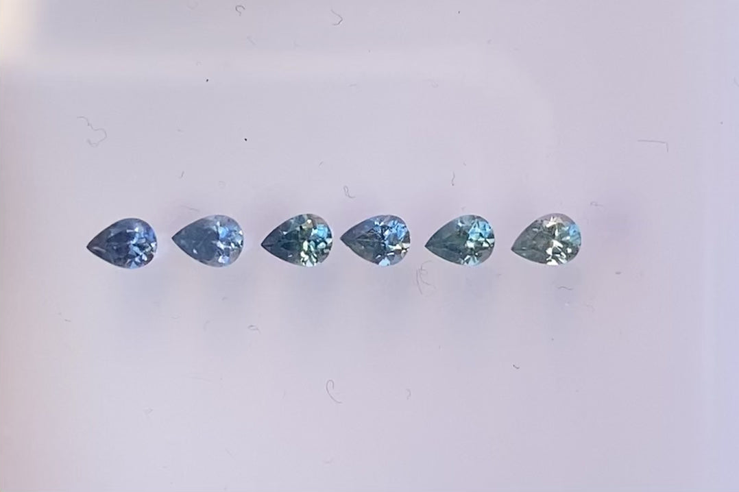 Hoop Charm, Pear Cut Montana Sapphire