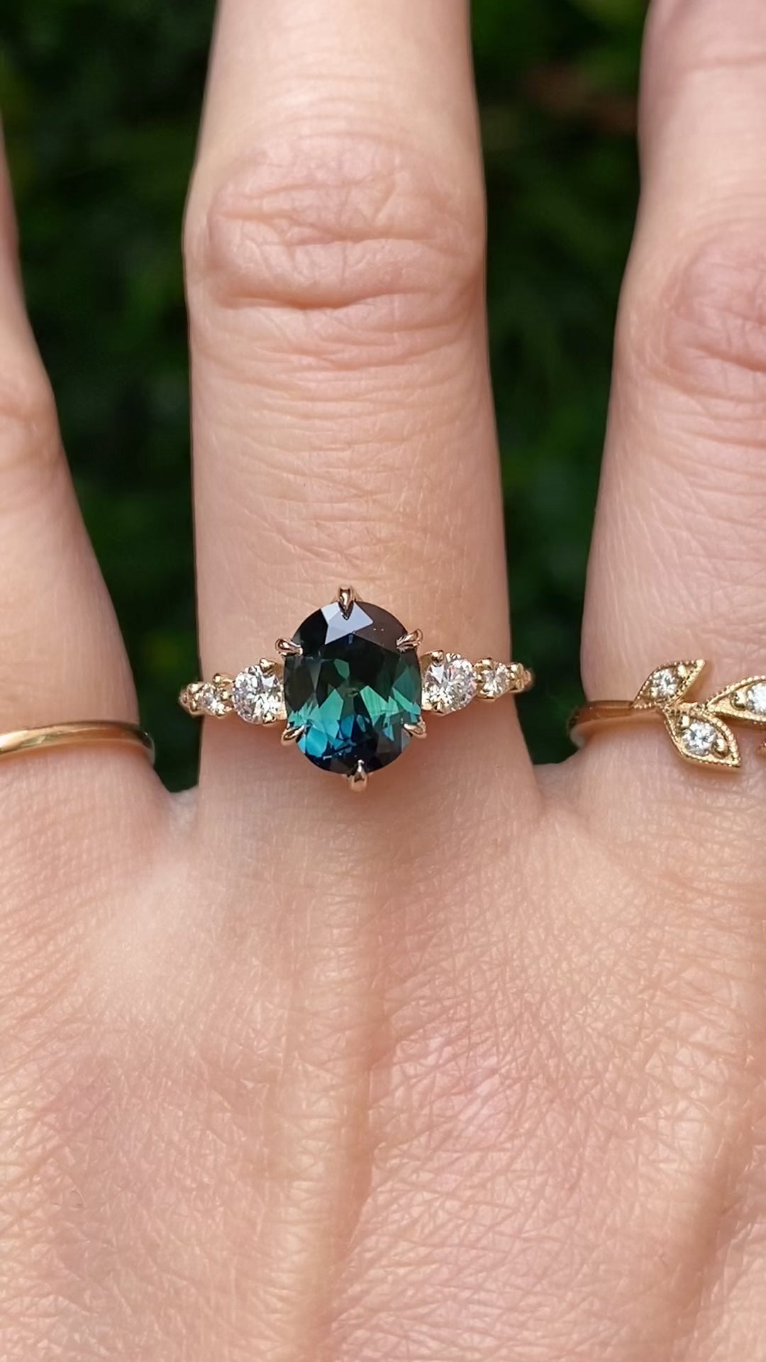 Estel Fleur Grand Ring, 2.31ct Blue Green Queensland Sapphire