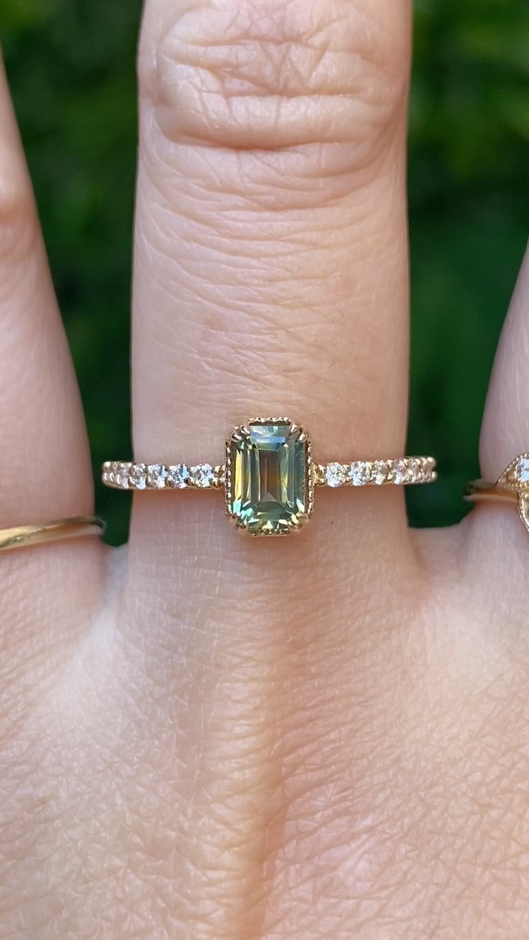 Maya Ring, 1.03ct Green Montana Sapphire