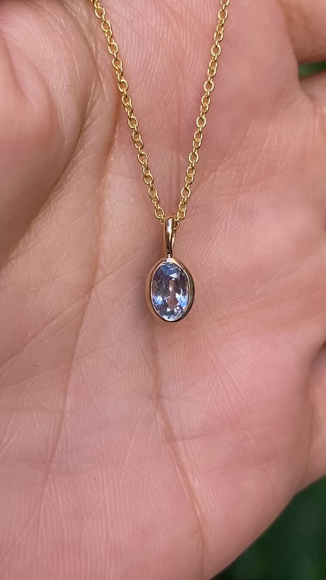 14K Gold Ceylon Blue Sapphire Bezel Charm 6.0mm