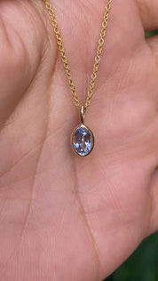 14K Gold Ceylon Blue Sapphire Bezel Charm 6.0mm
