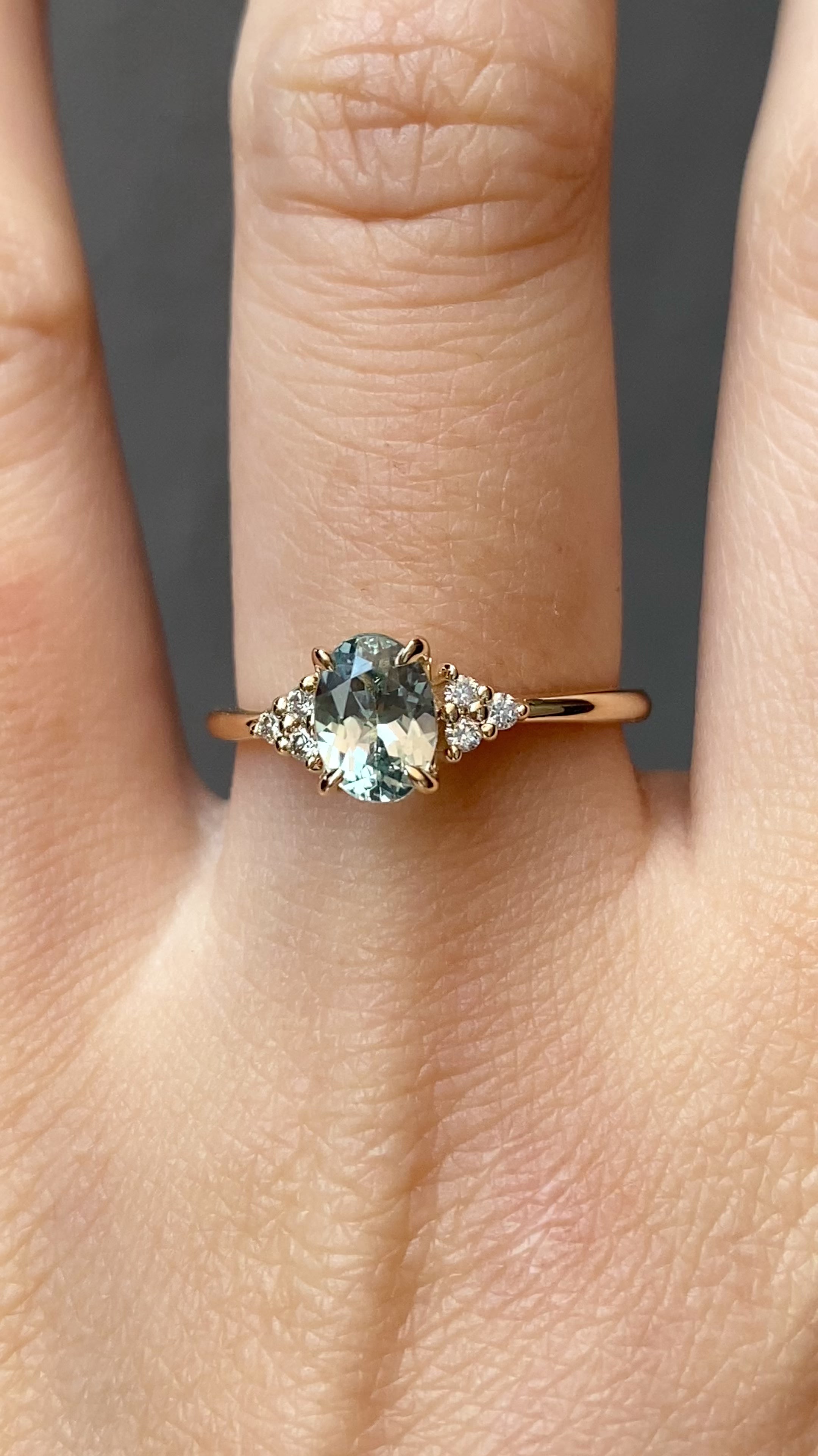 Teresa Ring 1.07ct Light Green Montana Sapphire, 14k Yellow Gold (One of a kind)