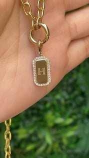 Halo Diamond Engravable Dog Tag Charm