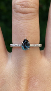 Maria Ring, 0.81ct Teal Blue Madagascar Sapphire