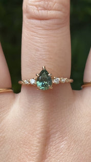 Estel Fleur Ring, 1.00ct Green Montana Sapphire