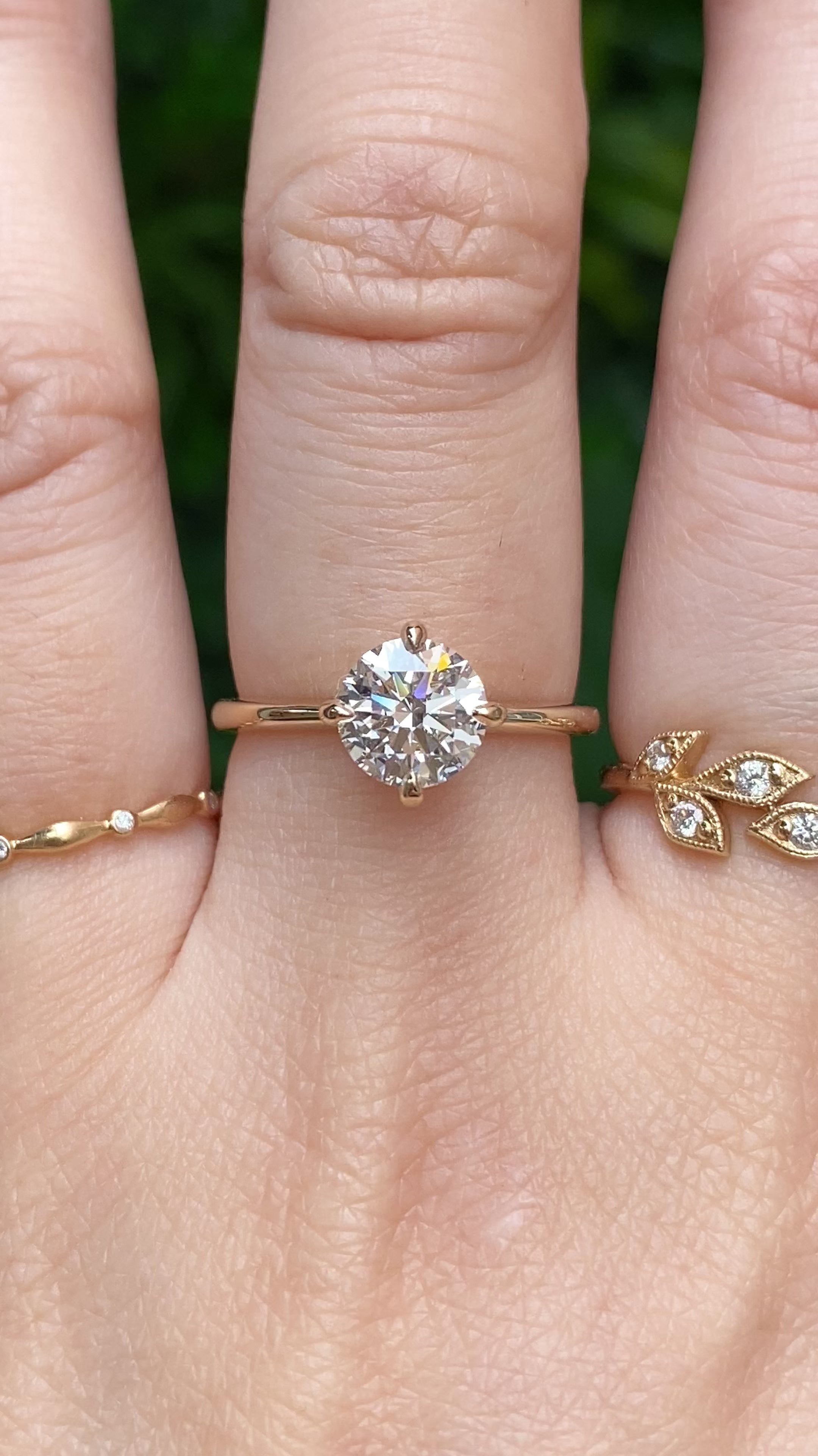Alice Ring, IGI Certified 1.34ct Round Lab Diamond, 14k Yellow Gold (One of a kind)
