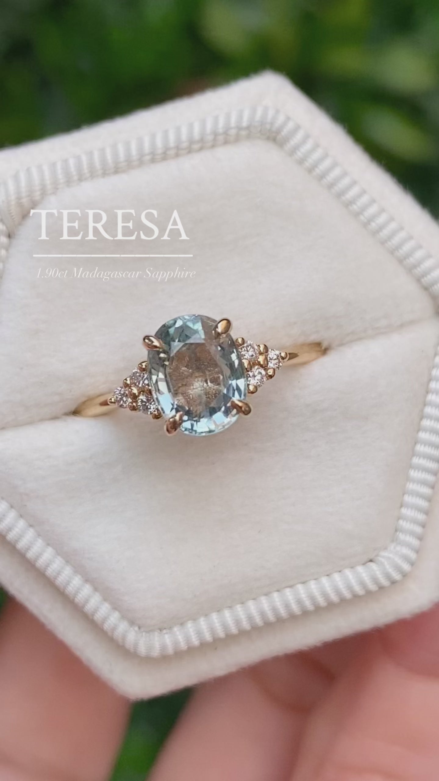 【一点物】テレサリング ・1.43ct・非加熱ライトブルーサファイア・K14YG