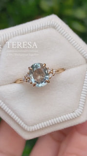 【一点物】テレサリング ・1.43ct・非加熱ライトブルーサファイア・K14YG