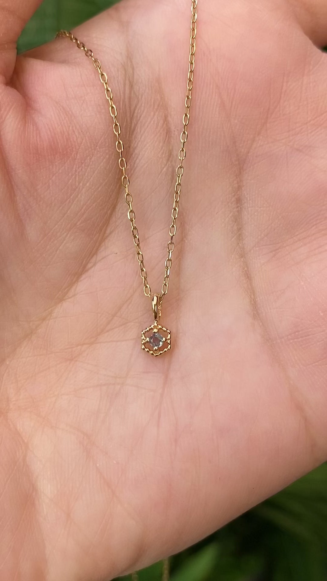 Birthstone Milgrain Hexagon Necklace