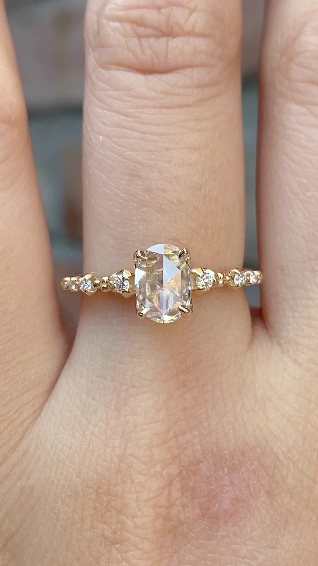 Wisteria Ring, Oval Rose Cut Diamond