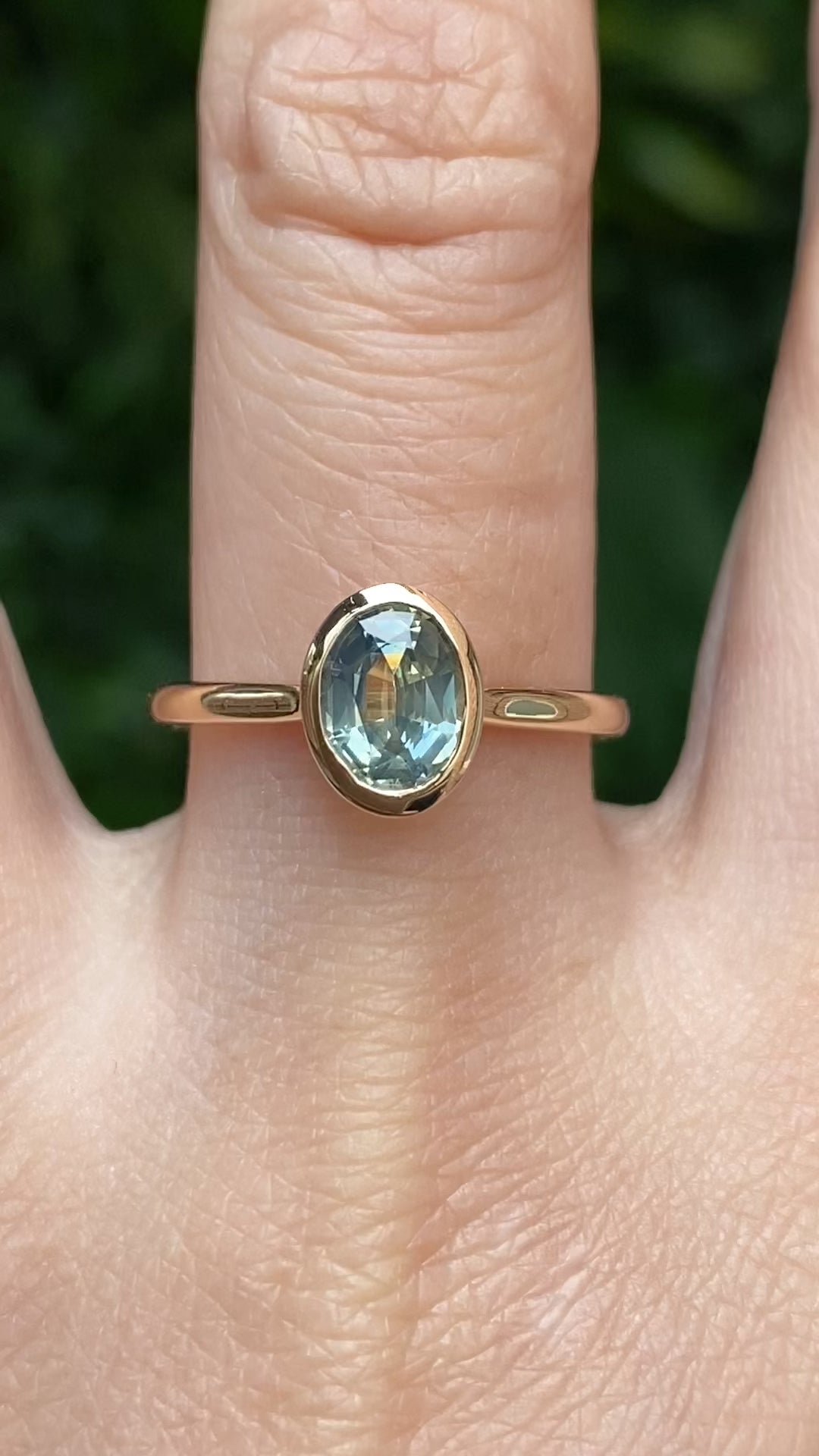 Riley Ring, 1.20ct Light Blue Green Montana Sapphire