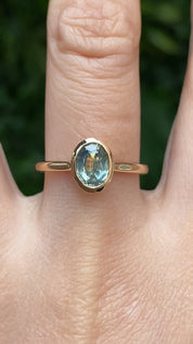 Riley Ring, 1.20ct Light Blue Green Montana Sapphire