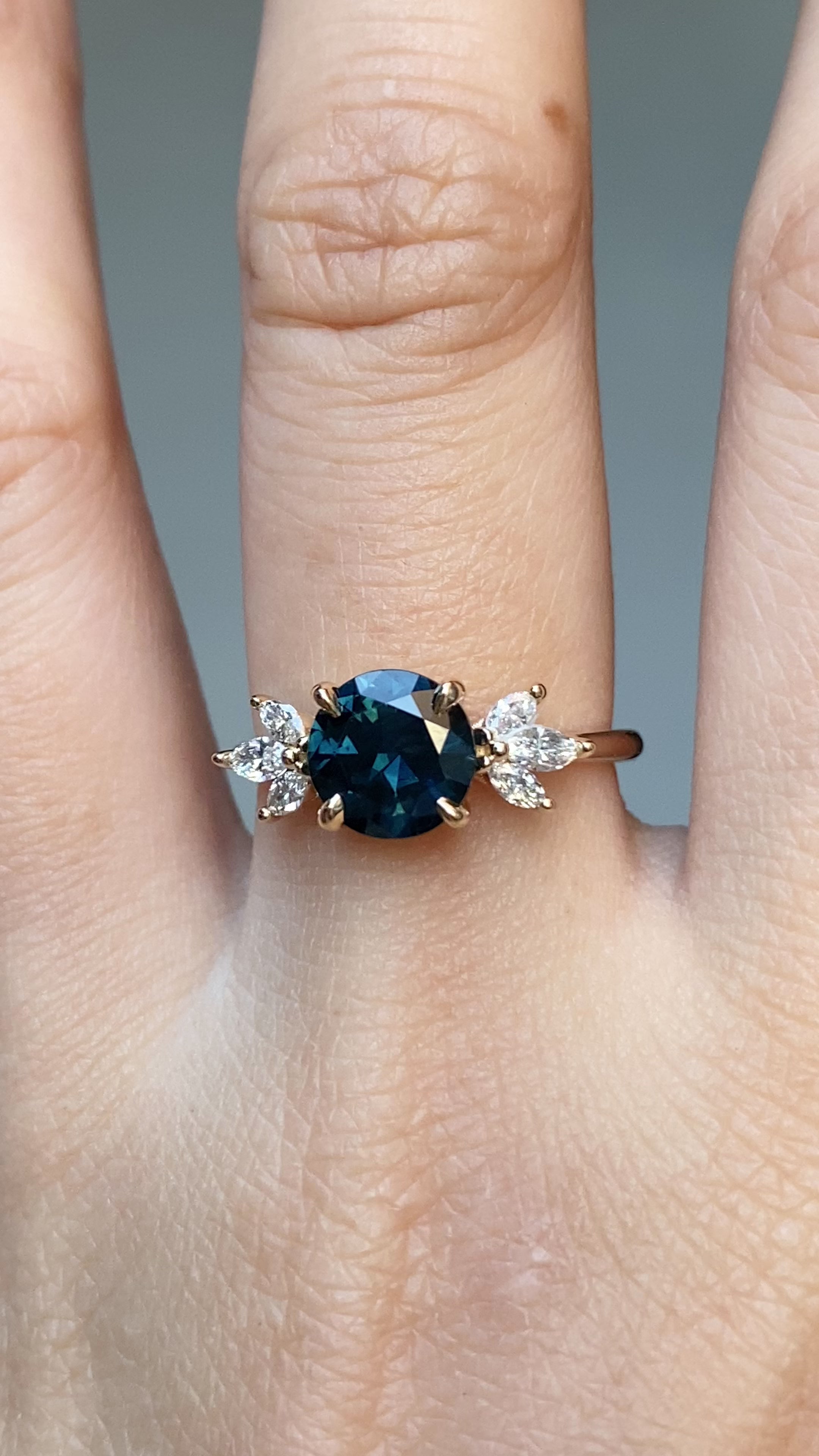 Nova Ring 1.96ct Deep Blue Queensland Sapphire, 14k Yellow Gold (One of a kind)