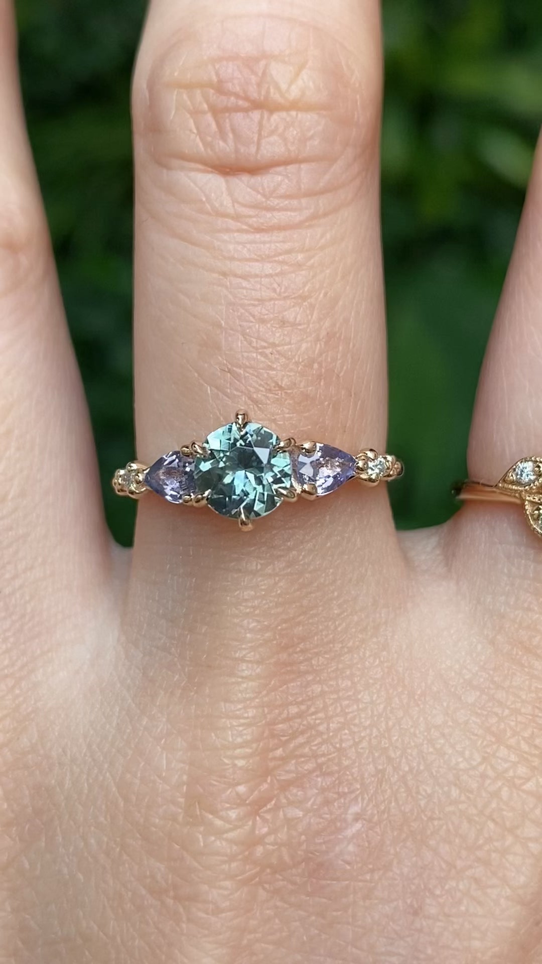 Estel Fleur Petal Ring, 1.01ct Green Montana Sapphire