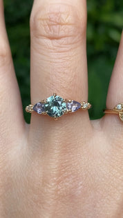 Estel Fleur Petal Ring, 1.01ct Green Montana Sapphire