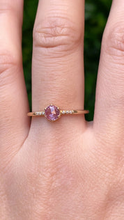 Grace Ring - 4.5mm 0.35ct Pink-Purple Unheated Sapphire