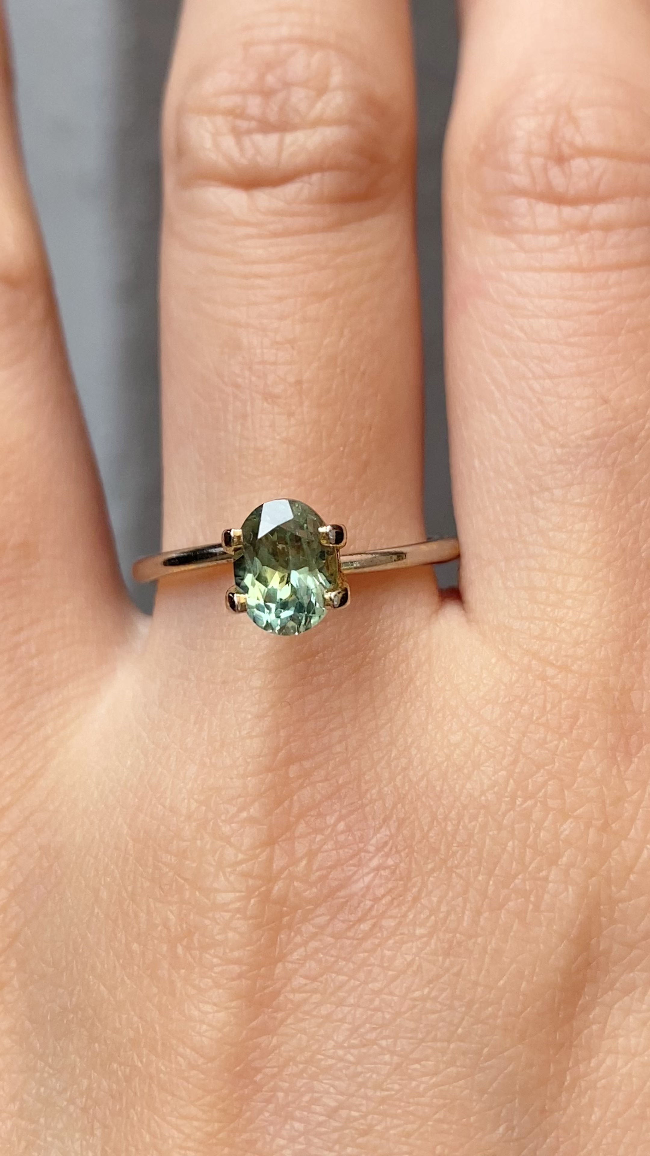 1.62ct Oval Cut Light Blue Green Montana Sapphire SO441