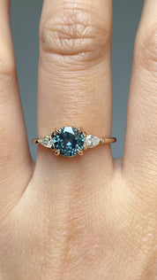 Olivia Ring 1.38ct Blue Green Montana Sapphire, 14k Yellow Gold (One of a kind)