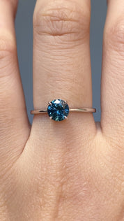 Nina Ring 0.91ct Peacock Blue Green Montana Sapphire, 14k White Gold (One of a kind)