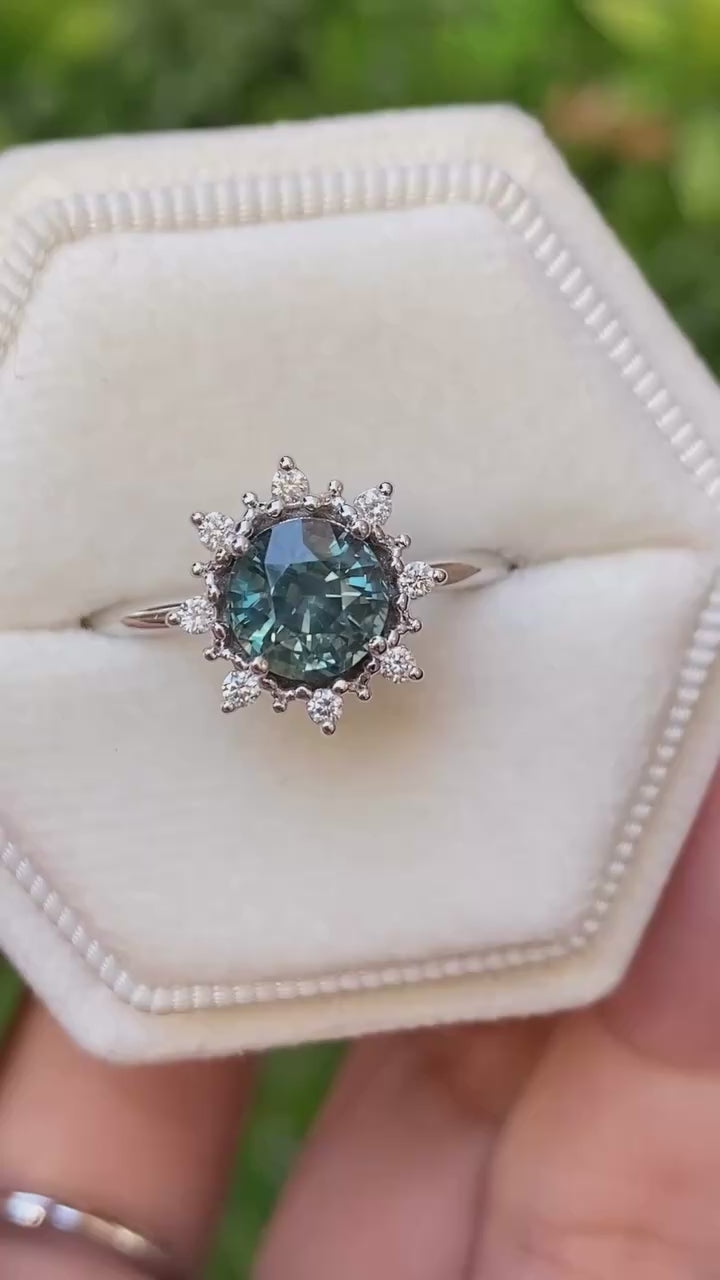 Victoria Ring, 1.69ct Green Montana Sapphire
