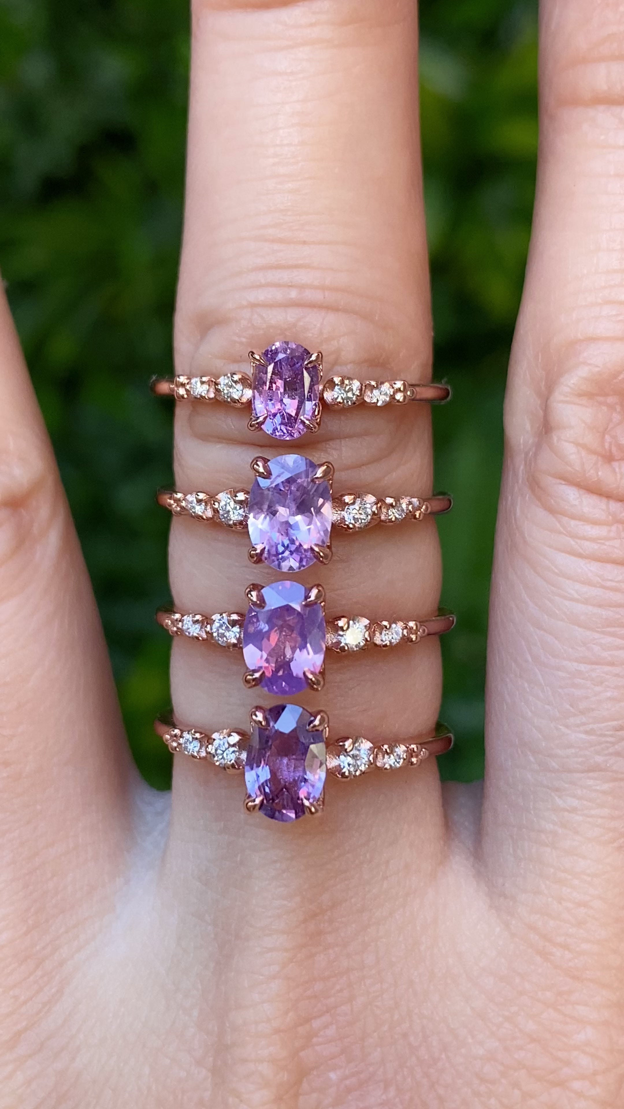 Estel Fleur Four Prongs Ring, Lavender Purple Sapphire, 14k Rose Gold (One of a kind)