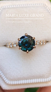 【一点物】マリアリュックスリング ・1.58ct・非加熱クイーンズランド産ブルーグリーンサファイア・K14YG