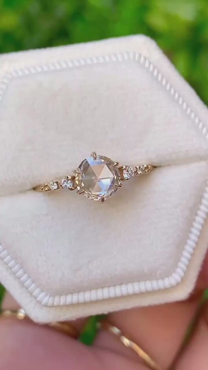 Mila Ring, 1.01ct Rose Cut Diamond, 14k Yellow Gold, GIA Certified (One of a kind)