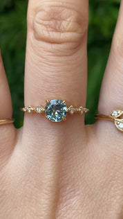 【一点物】セレステリング ・0.86ct・加熱モンタナ産グリーンサファイア・K14YG