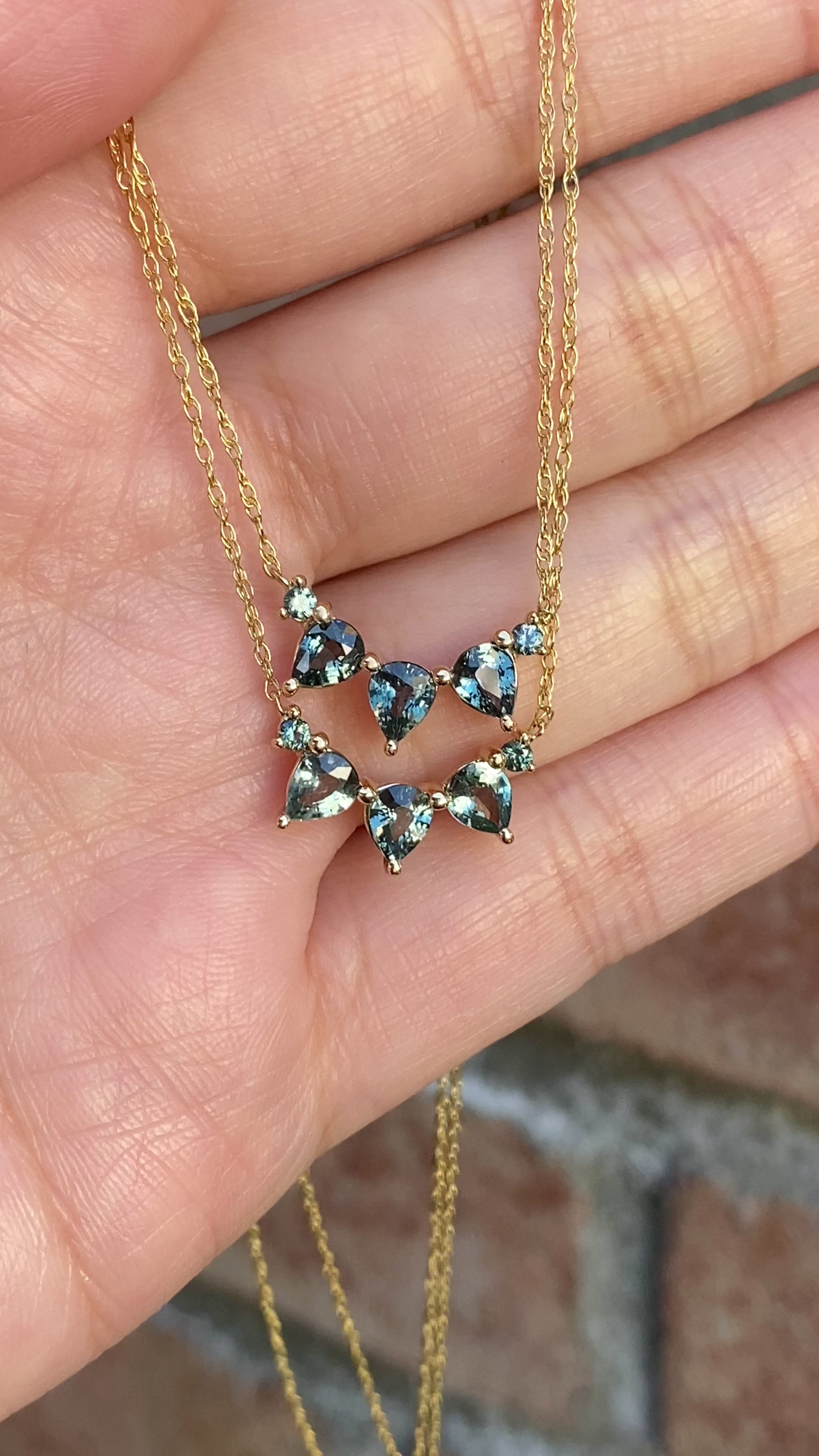 Gloria Blue Green Sapphire Necklace (One of a kind)