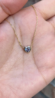 Blue Sapphire Heart Necklace 14k Gold