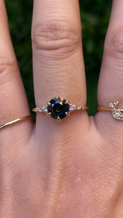 【一点物】エステルフルールリング ・1.38ct・加熱モンタナ産パルティグリーンサファイア・K14YG