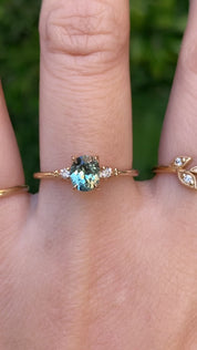 Estel Ring, 0.93ct Light Green Montana Sapphire