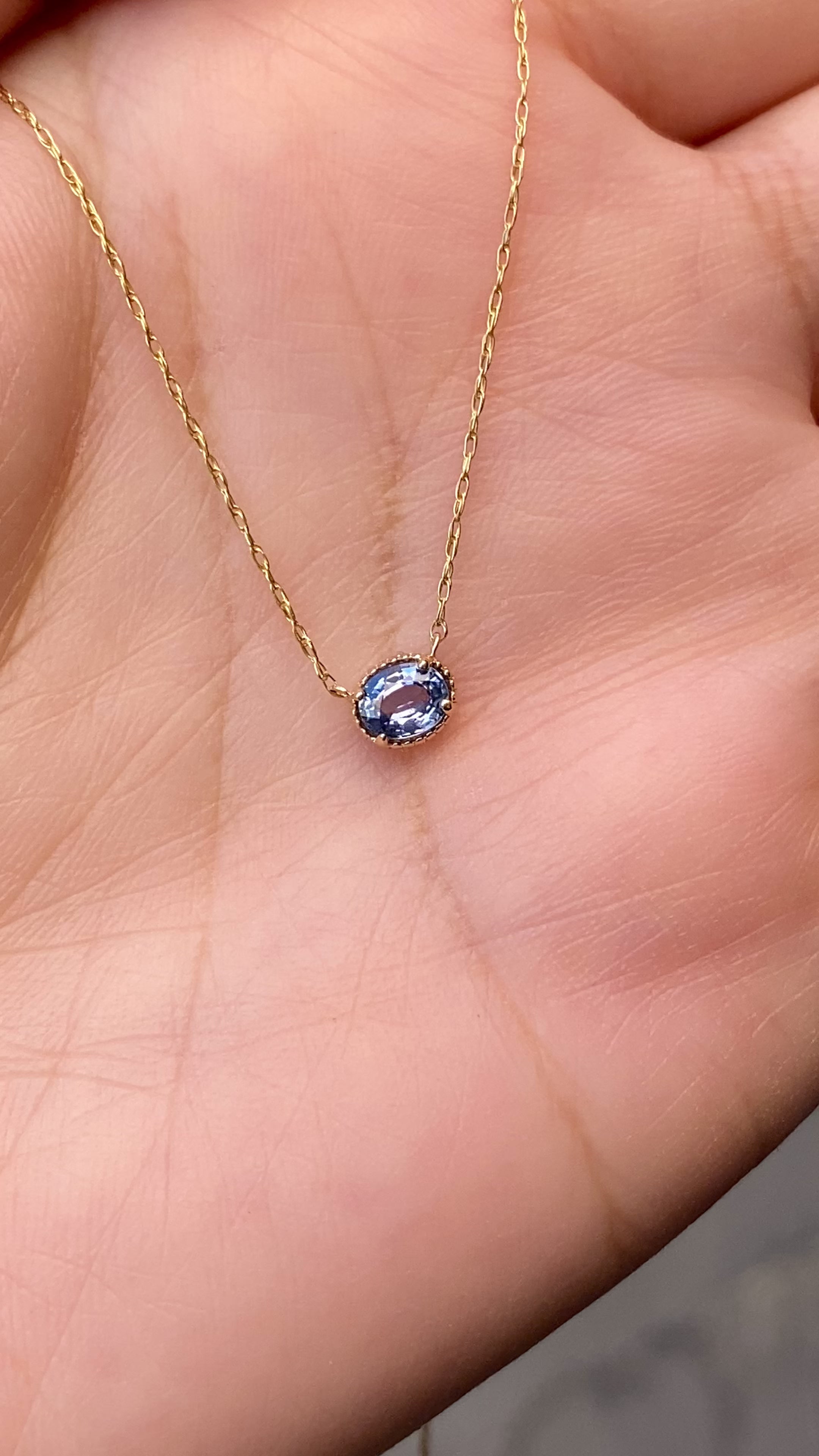 Natural Sapphire Solitaire Dahlia Necklace (One of a kind)