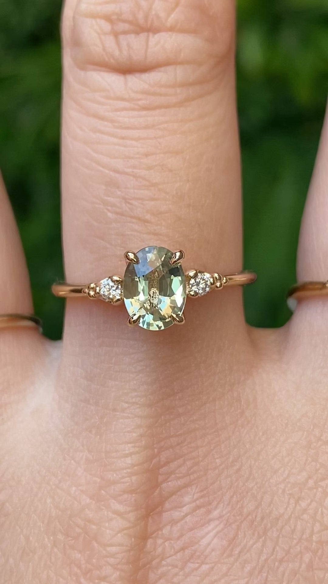 Estel Ring, 1.03ct Light Green Madagascar Sapphire
