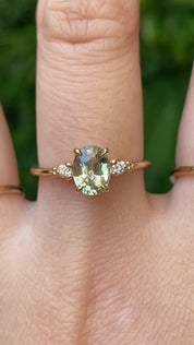 Estel Ring, 1.03ct Light Green Madagascar Sapphire