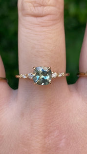 Estel Fleur Ring, 1.26ct Green Montana Sapphire