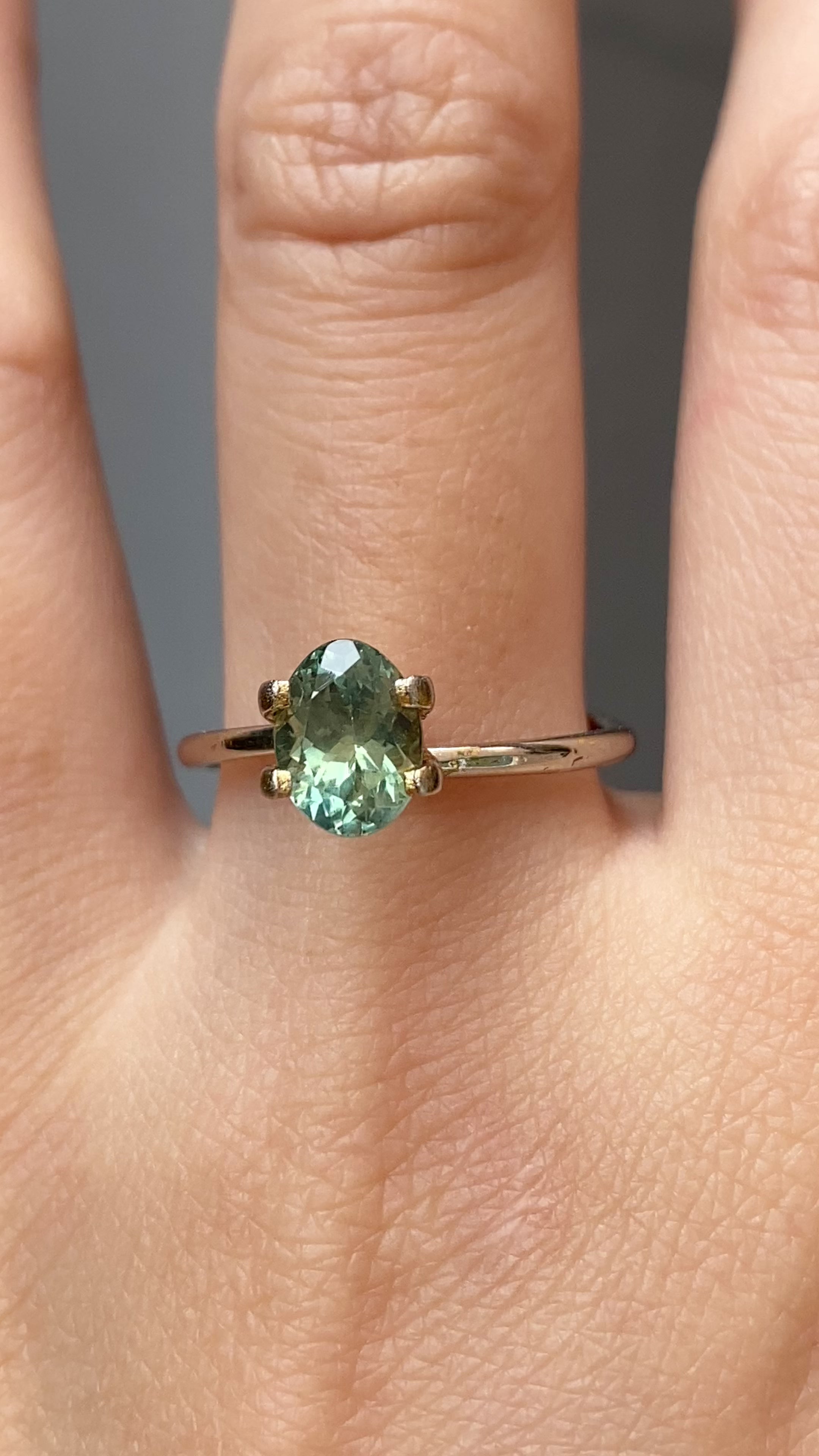1.74ct Oval Cut Light Blue Green Montana Sapphire SO433