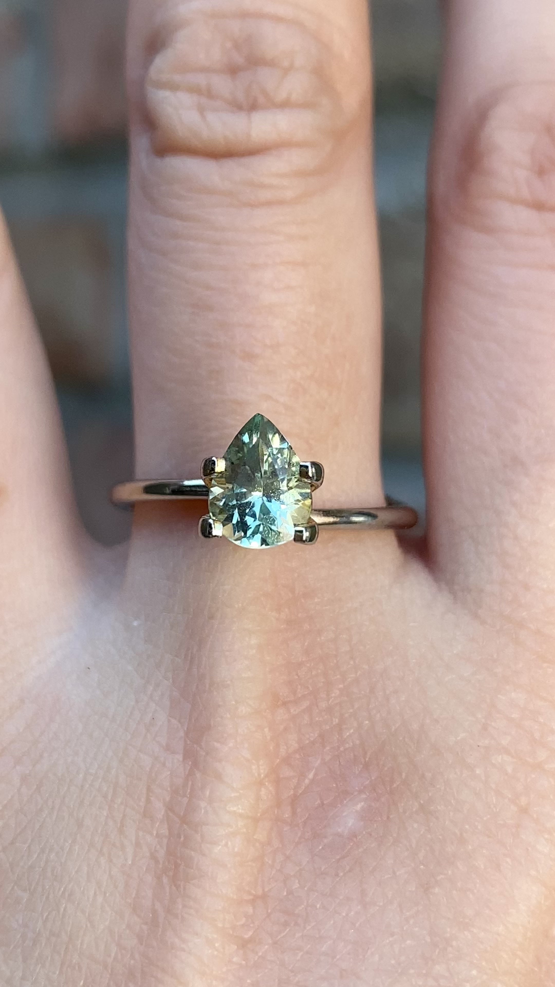 1.49ct Pear Cut Light Green Montana Sapphire SF321