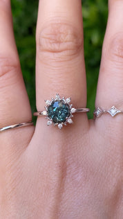 Victoria Ring 1.69ct Green Montana Sapphire, 14k White Gold (One of a kind)