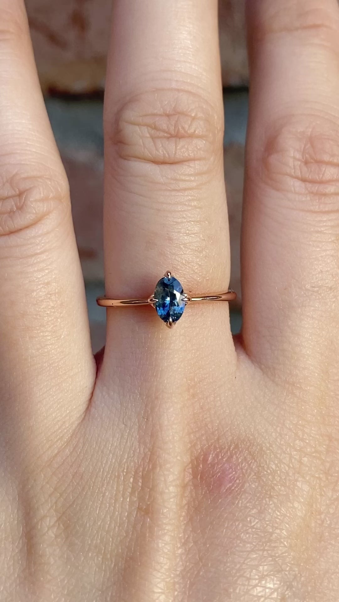 Alice Ring, 0.65ct Blue Green Sapphire