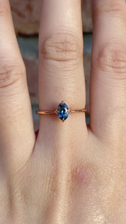 Alice Ring, 0.65ct Blue Green Sapphire