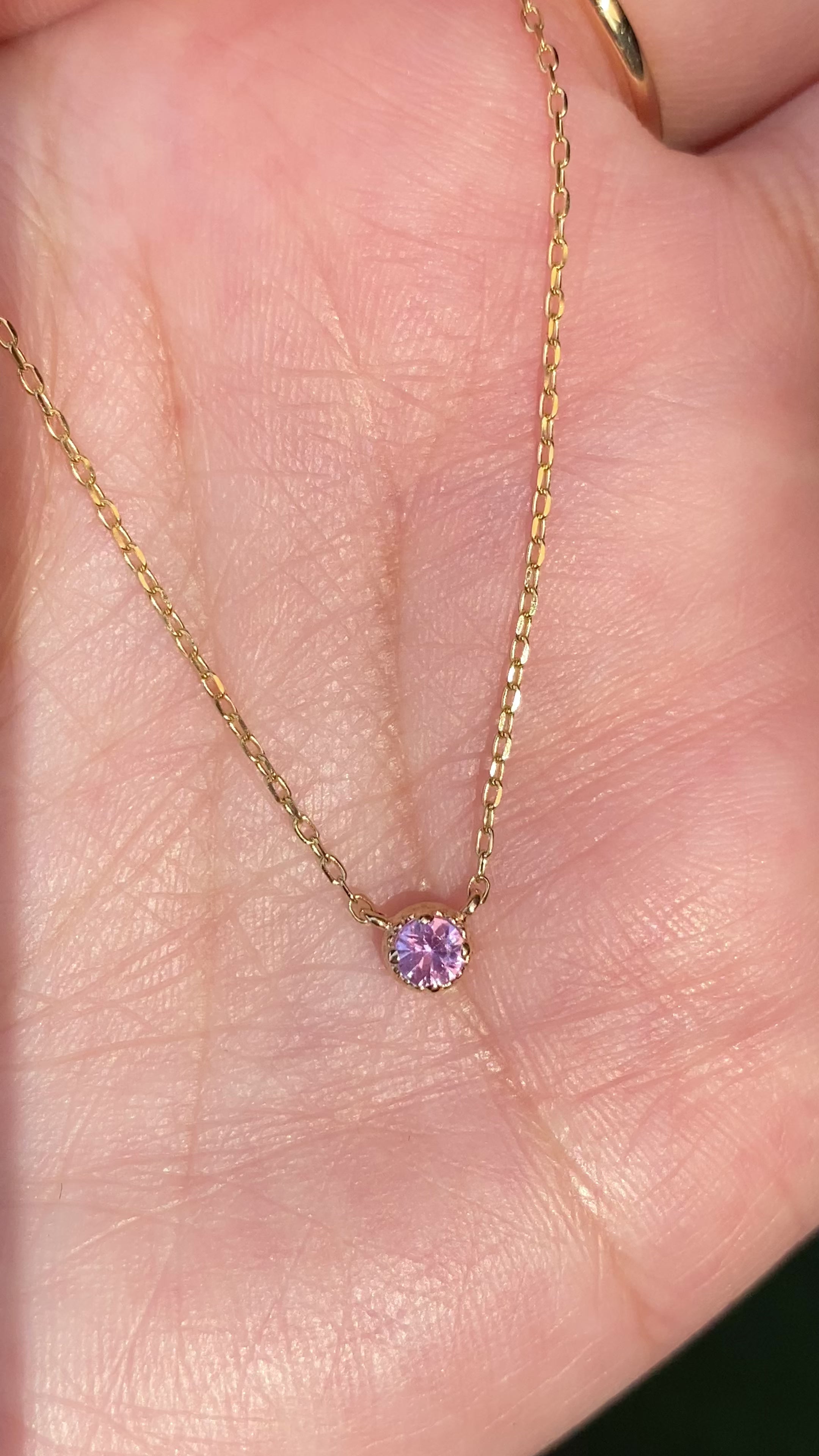 Dahlia Pink Sapphire Solitaire Necklace