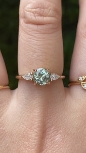 【一点物】オリヴィアリング ・1.38ct・加熱モンタナ産ブルーグリーンサファイア・K14YG