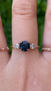 Olivia Grand Ring, 1.37ct Teal Blue Queensland Sapphire