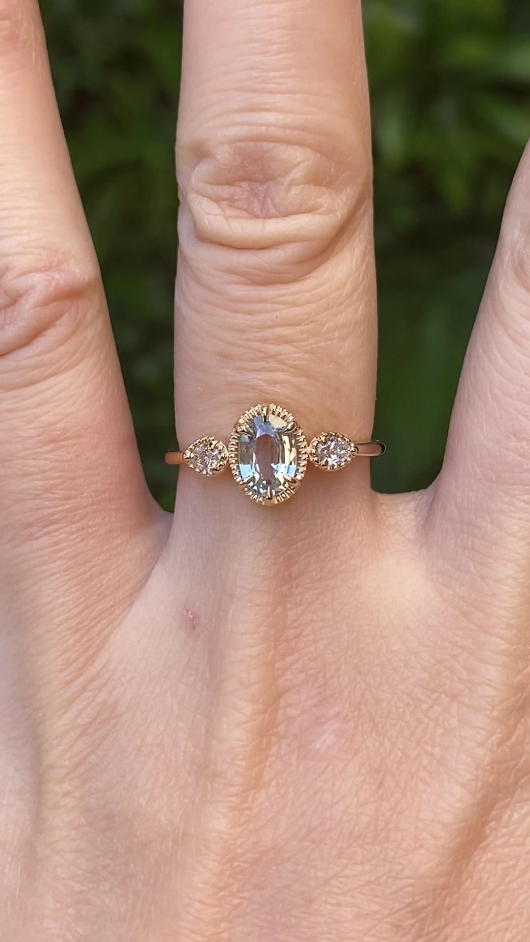 Diana Ring, 0.86ct Green Madagascar Sapphire