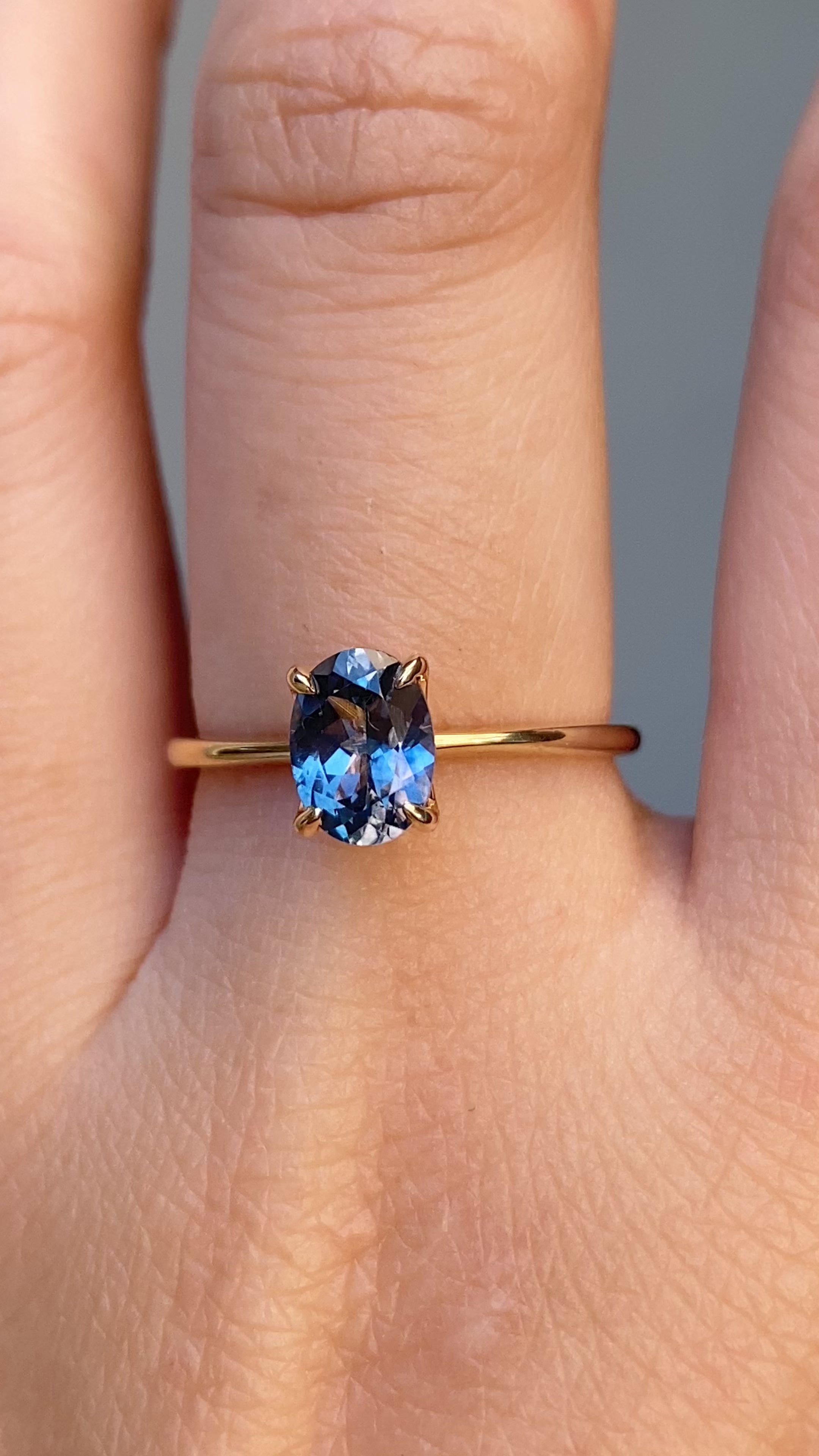 Sara Ring 1.21ct Blue Montana Sapphire, 14k Yellow Gold (One of a kind)