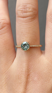 Sabrina Ring 0.85ct Light Aqua Green Montana Sapphire (One of a kind)