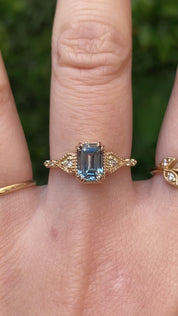 【一点物】アガサリング ・1.06ct・加熱モンタナ産ティールブルーサファイア・K14YG