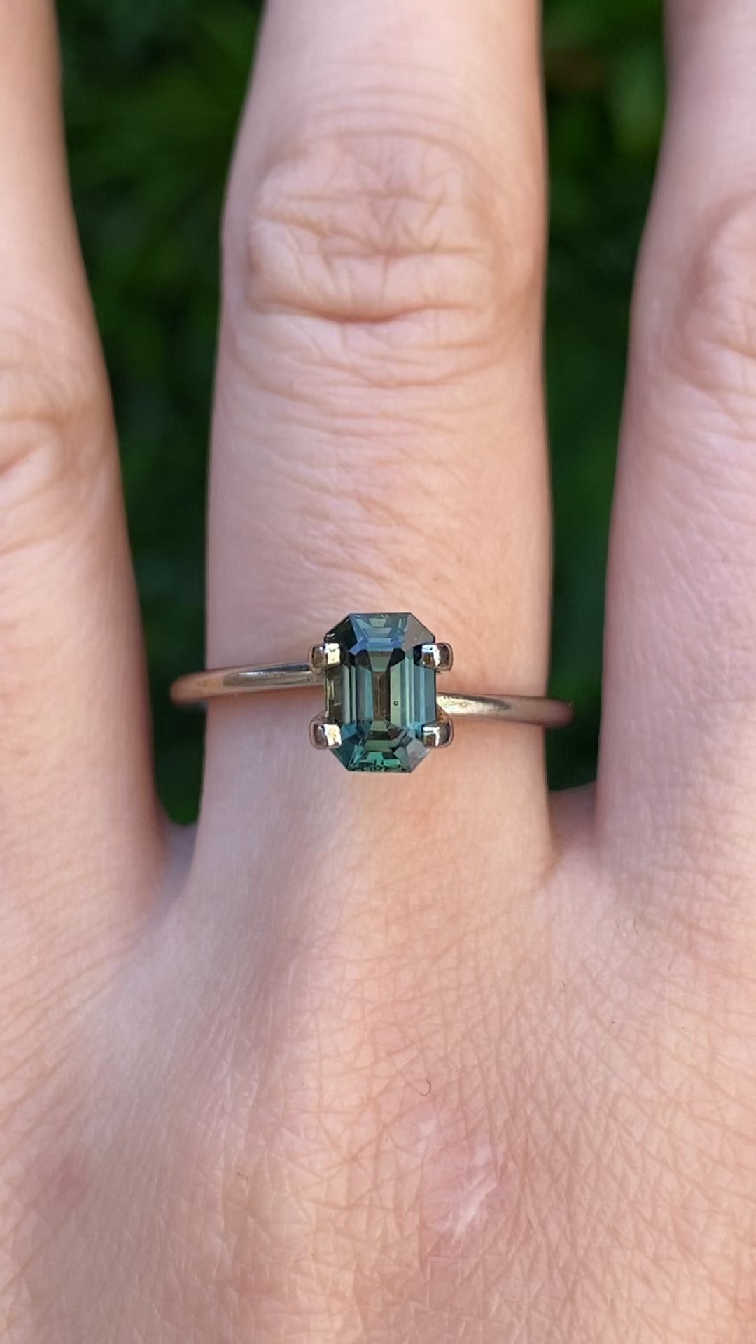 1.32ct Emerald Cut Blue Green Madagascar Sapphire SF527