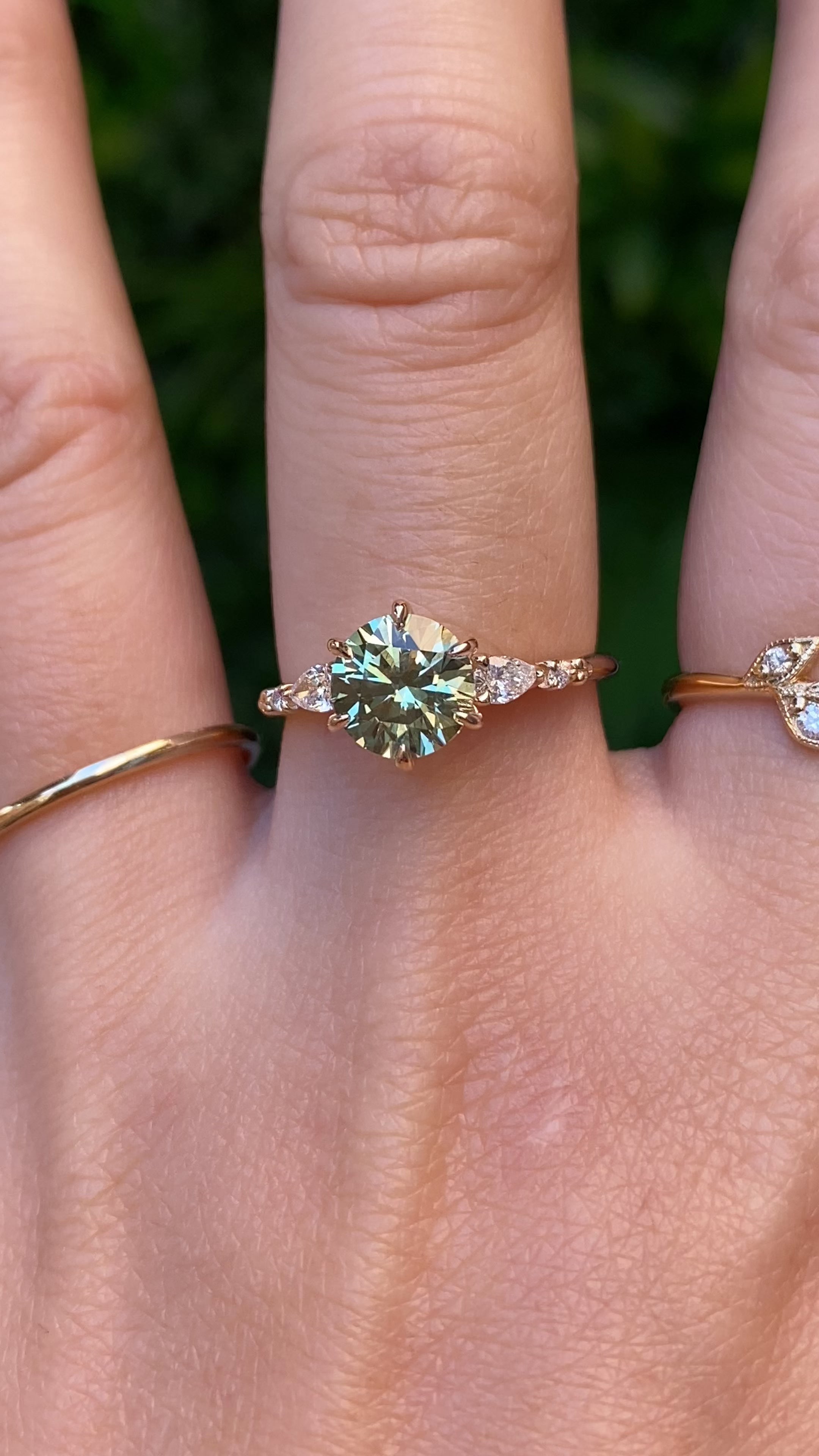 Estel Fleur Petal Ring 1.82ct Green Montana Sapphire, 14k Yellow Gold (One of a kind)